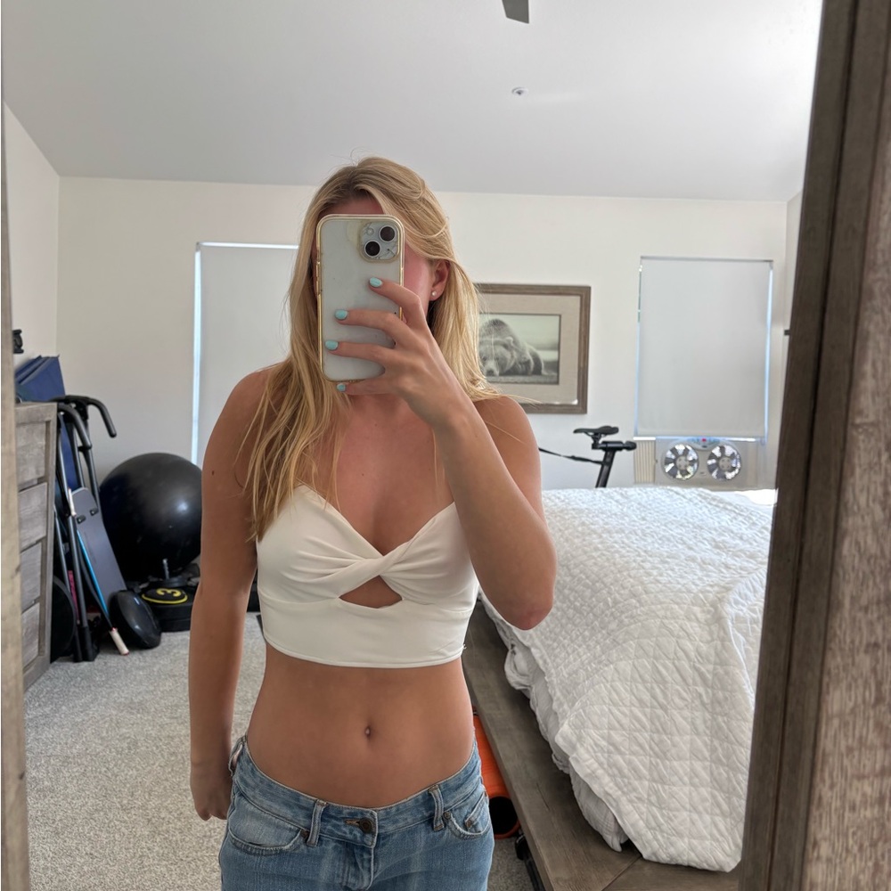 White Cutout Crop Top
